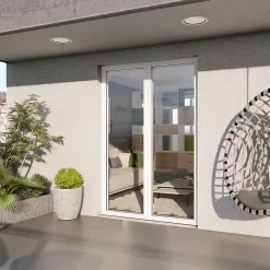 GoodHome Porte fenêtre alu 2 vantaux blanc - l.120 x h.215 cm, tirant droit- Porte-Fenêtre En Aluminium
