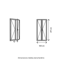 GoodHome Porte fenêtre alu 2 vantaux blanc - l.120 x h.215 cm, tirant droit- Porte-Fenêtre En Aluminium