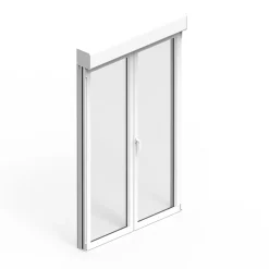 GoodHome Porte-Fenêtre En Aluminium<Porte fenêtre alu 2 vantaux + volet roulant électrique blanc - l.120 x h.215 cm, tirant droit