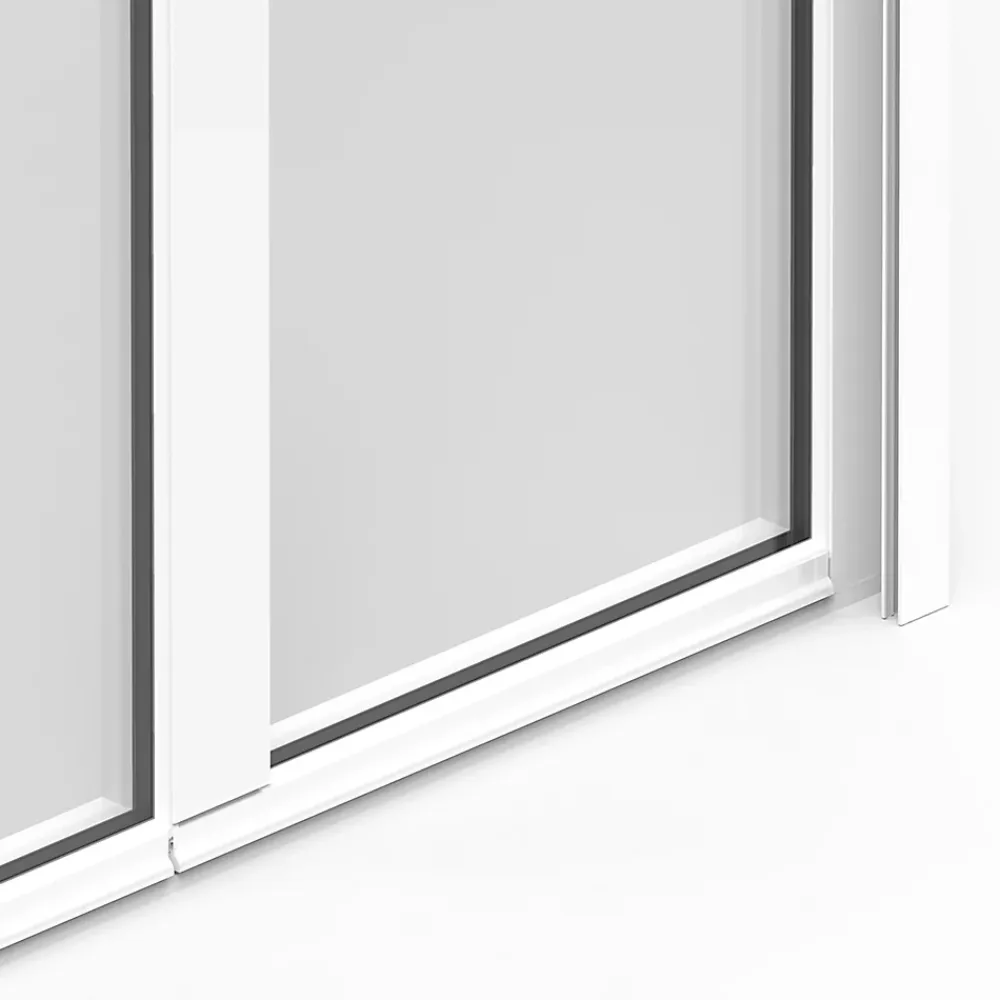 GoodHome Porte-Fenêtre En Aluminium<Porte fenêtre alu 2 vantaux + volet roulant électrique blanc - l.120 x h.215 cm, tirant droit
