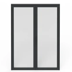 GoodHome Porte-Fenêtre En Aluminium<Porte fenêtre alu 2 vantaux gris - l.140 x h.215 cm, tirant droit