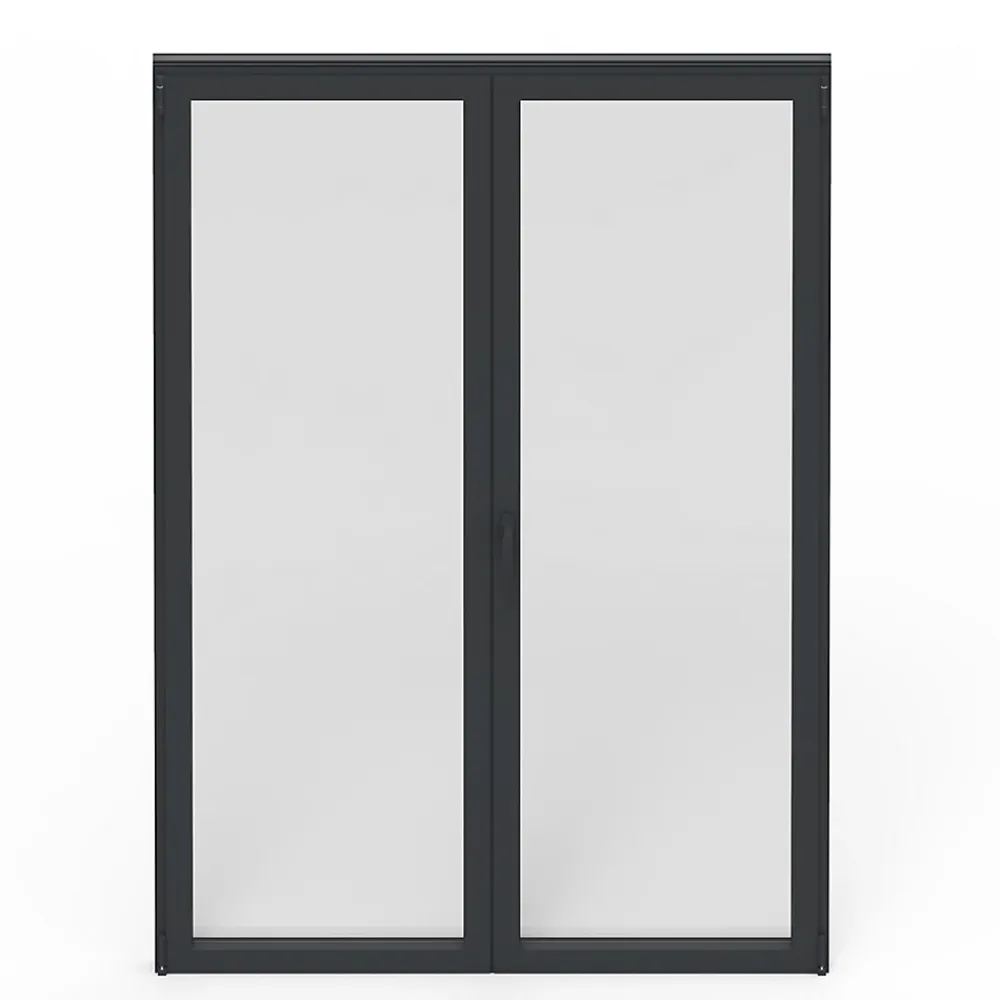 GoodHome Porte-Fenêtre En Aluminium<Porte fenêtre alu 2 vantaux gris - l.140 x h.215 cm, tirant droit