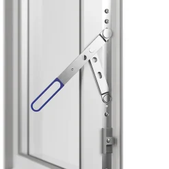 GoodHome Porte-Fenêtre En Aluminium<Porte fenêtre alu 2 vantaux + volet roulant électrique blanc - l.140 x h.215 cm, tirant droit