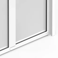 GoodHome Porte-Fenêtre En Aluminium<Porte fenêtre alu 2 vantaux + volet roulant électrique blanc - l.140 x h.215 cm, tirant droit