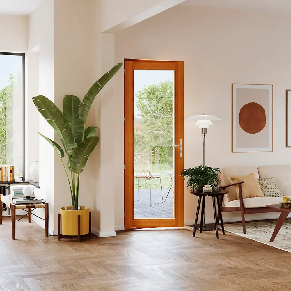GoodHome Porte-Fenêtre En Bois<Porte fenêtre bois 1 vantail l.80 x H.215 cm tirant droit