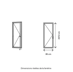 GoodHome Porte fenêtre bois 1 vantail - l.80 x h.205 cm, tirant gauche- Porte-Fenêtre En Bois