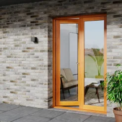 GoodHome Porte-Fenêtre En Bois<Porte fenêtre bois 2 vantaux - l.120 x h.215 cm, tirant droit