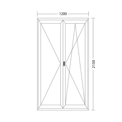 Fral Fermetures Porte fenêtre oscillo-battante double vantaux PVC anthracite L 1200mm x H 2150mm ouvrant droit- Fenêtre Pvc