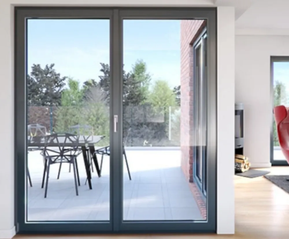 Fral Fermetures Porte fenêtre oscillo-battante double vantaux PVC anthracite L 1000mm x H 2150mm ouvrant droit- Fenêtre Pvc