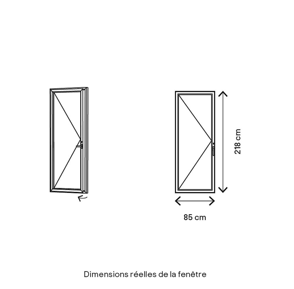 GoodHome Porte fenêtre PVC 1 vantail tirant blanc - l.80 x h.215 cm, tirant gauche- Porte-Fenêtre En Pvc