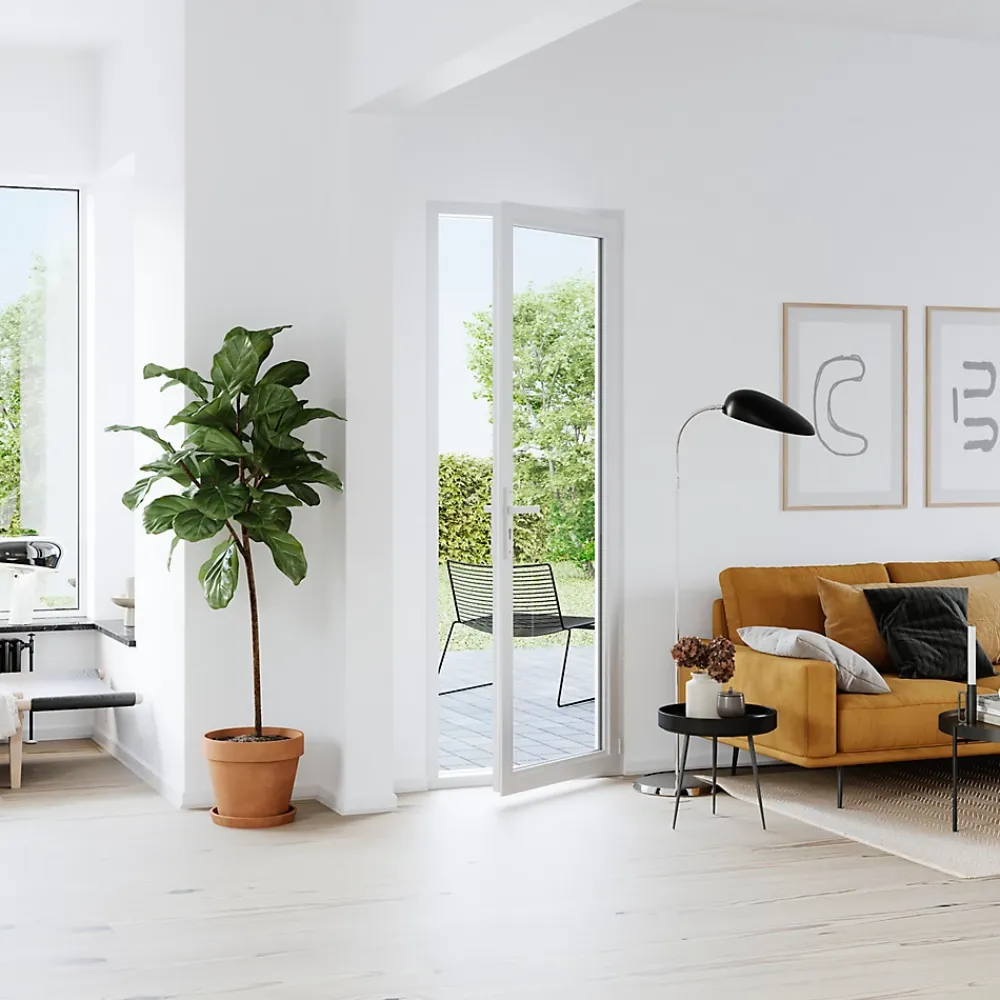 GoodHome Porte fenêtre PVC 1 vantail tirant blanc - l.80 x h.215 cm, tirant gauche- Porte-Fenêtre En Pvc