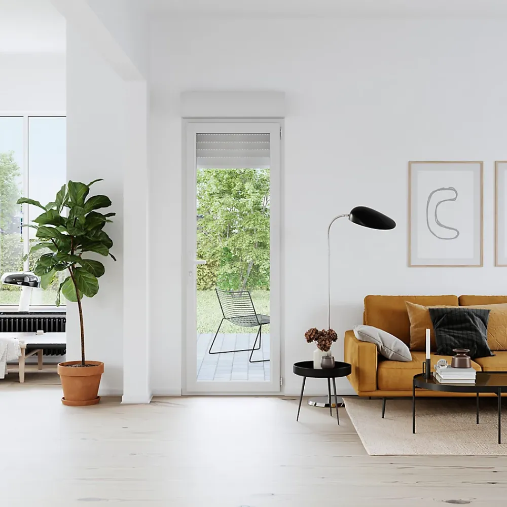 GoodHome Porte-Fenêtre En Pvc<Porte fenêtre PVC 1 vantail tirant + volet roulant électrique blanc - l.80 x h.215 cm, tirant droit