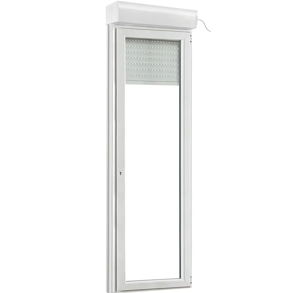 GoodHome Porte-Fenêtre En Pvc<Porte fenêtre PVC 1 vantail tirant + volet roulant électrique blanc - l.80 x h.215 cm, tirant droit