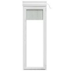 GoodHome Porte fenêtre PVC 1 vantail tirant + volet roulant électrique blanc - l.80 x h.205 cm, tirant droit- Porte-Fenêtre En Pvc