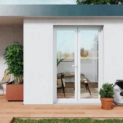 GoodHome Porte-Fenêtre En Pvc<Porte fenêtre PVC 2 vantaux blanc - l.120 x h.205 cm, tirant droit