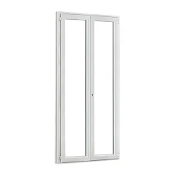 GoodHome Porte fenêtre PVC 2 vantaux blanc - 100 x h.205 cm, tirant droit- Porte-Fenêtre En Pvc