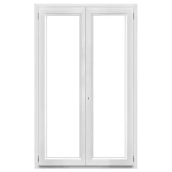 GoodHome Porte fenêtre PVC 2 vantaux blanc - l.140 x h.215 cm, tirant droit- Porte-Fenêtre En Pvc