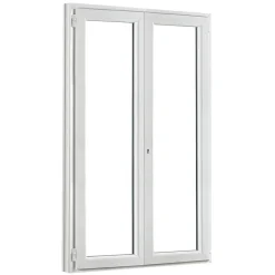 GoodHome Porte fenêtre PVC 2 vantaux blanc - l.140 x h.215 cm, tirant droit- Porte-Fenêtre En Pvc