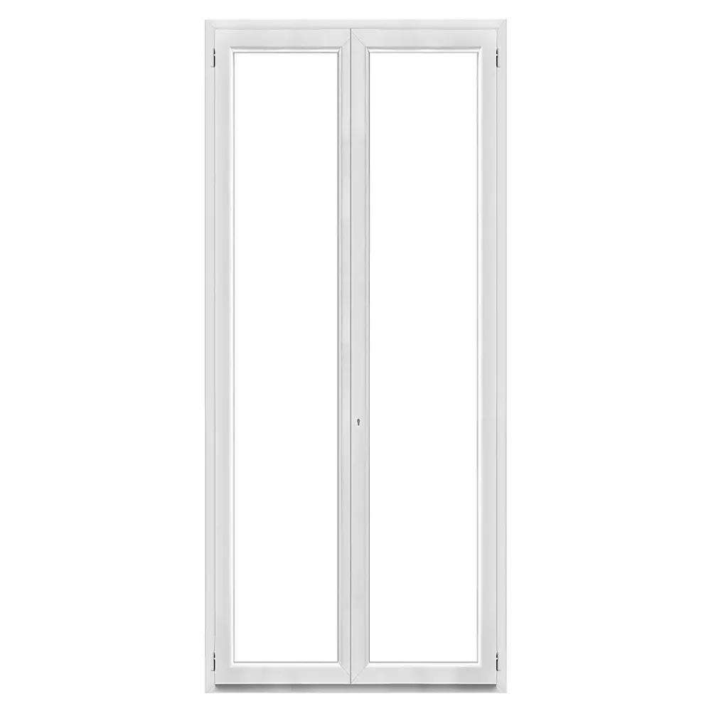 GoodHome Porte fenêtre PVC 2 vantaux blanc - 100 x h.215 cm, tirant droit- Porte-Fenêtre En Pvc