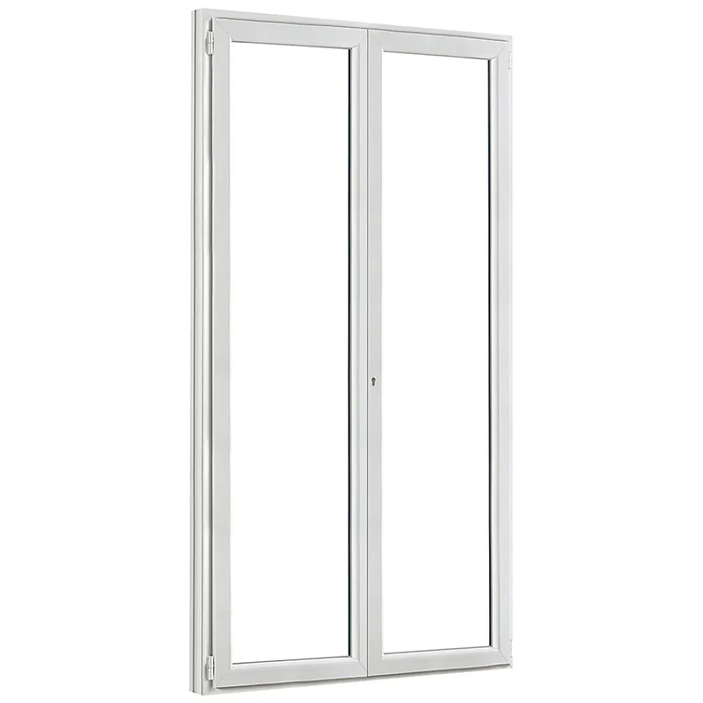 GoodHome Porte fenêtre PVC 2 vantaux blanc - 100 x h.215 cm, tirant droit- Porte-Fenêtre En Pvc