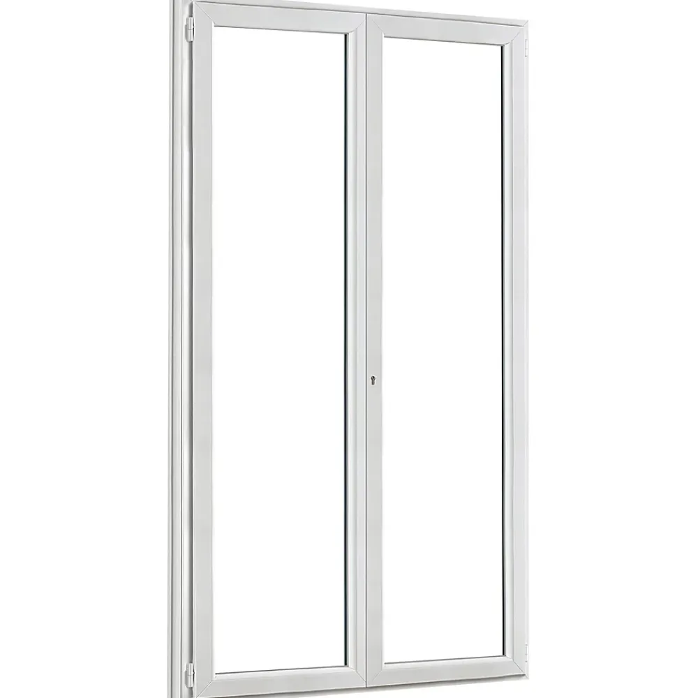 GoodHome Porte-Fenêtre En Pvc<Porte fenêtre PVC 2 vantaux blanc - l.120 x h.225 cm, tirant droit