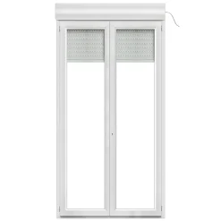 GoodHome Porte-Fenêtre En Pvc<Porte fenêtre PVC 2 vantaux tirant + volet roulant électrique blanc - l.140 x h.215 cm, tirant droit