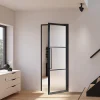 Schulte Porte Intérieure Loft En Verre - 71x197cm - Atelier - Noir Mat - Satiné - 3 Vitrages - Tirant Droit- Bloc Porte