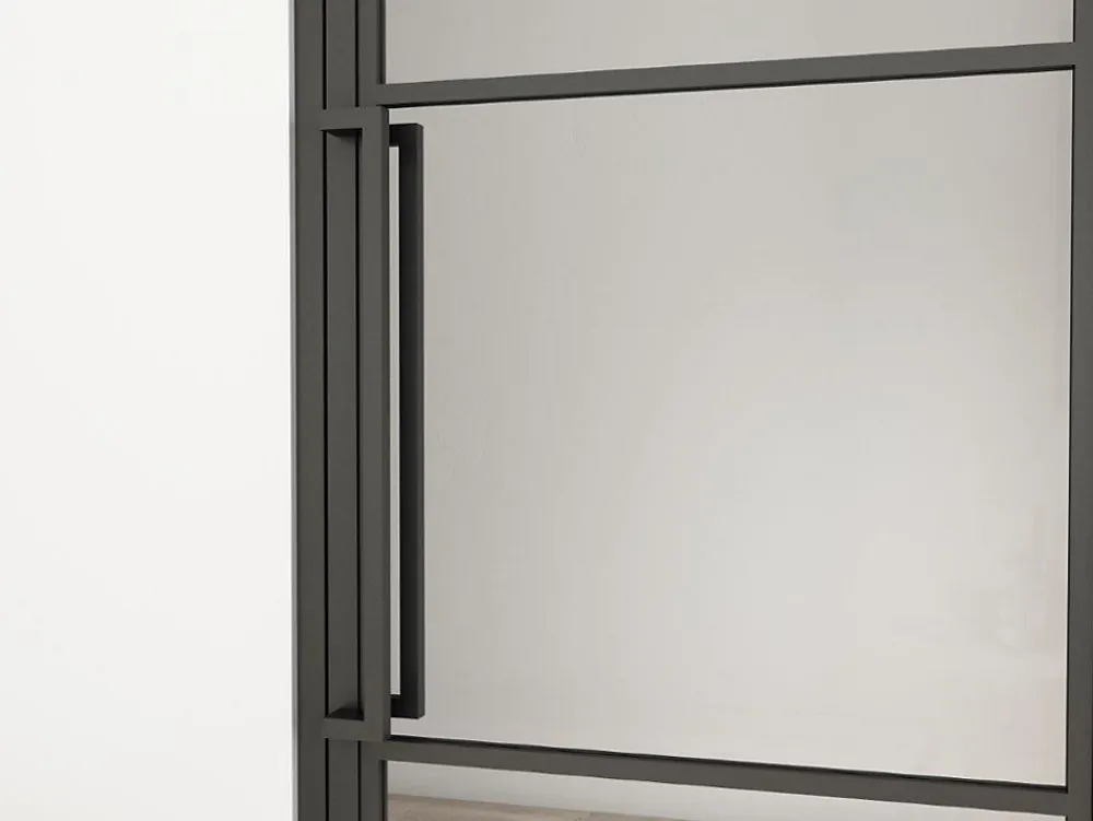 Schulte Porte Intérieure Loft En Verre - 71x197cm - Atelier - Noir Mat - Satiné - 3 Vitrages - Tirant Droit- Bloc Porte