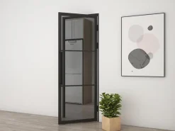Schulte Bloc Porte<Porte intérieure loft en verre - bloc-porte - 83x211 - noir mat - verre fumé - 3 vitrages - tirant droit