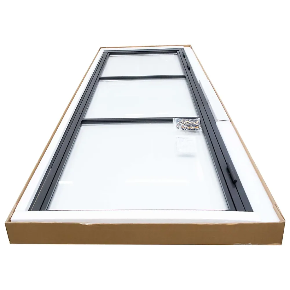 Schulte Bloc Porte<Porte intérieure loft en verre - bloc-porte - 83x211 - noir mat - verre fumé - 3 vitrages - tirant droit