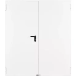 4M Porte Métallique Industrielle Coupe Feu 1H Double Poussant Droit L900+900 H2050 RAL9010 En Applique- Porte De Service
