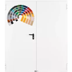 4M Porte Métallique Industrielle Coupe Feu 1H Double Poussant Droit L900+900 H2050 RAL9010 En Applique- Porte De Service