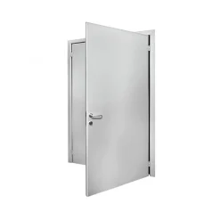 4M Porte Métallique Industrielle Coupe Feu 1H Double Poussant Droit L900+900 H2050 RAL9010 En Applique- Porte De Service