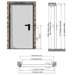 4M Porte De Service<Porte Métallique Industrielle De Service Isolée Réversible L800 H2150 RAL9010 En Applique