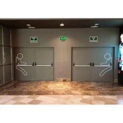 4M Porte De Service<Porte Métallique Industrielle De Service Double Poussant Droit L900+400 H2150 RAL9010 En Applique