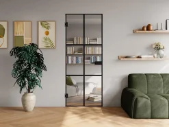 Vente-unique Bloc Porte<Porte réversible sans bâti en verre trempé - Noir - H204 x L83 cm - SEROTO