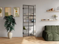 Vente-unique Porte réversible sans bâti en verre trempé - Noir - H204 x L73 cm - SEROTO- Bloc Porte