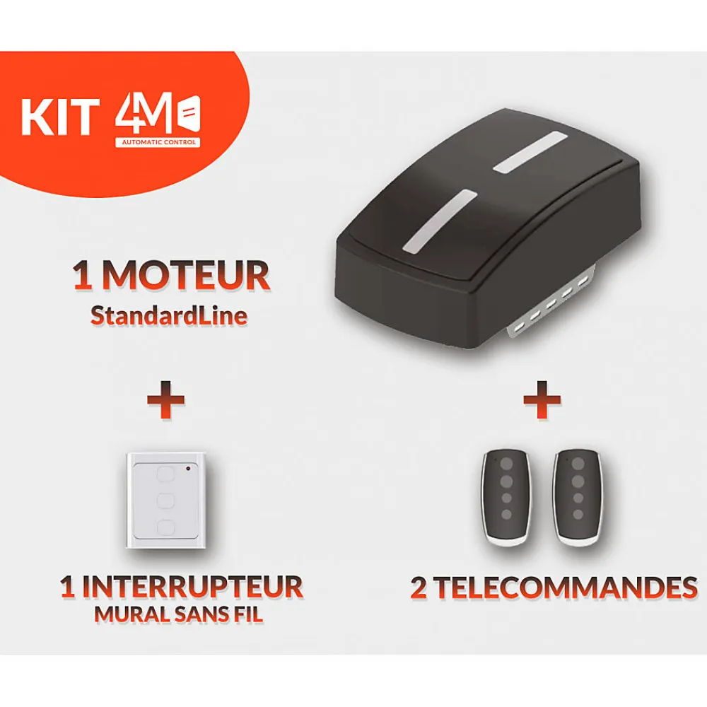 4M Porte Sectionnelle Motorisée StandardLine Linteau 100mm Lisse Blanc Ral 9016 L3000xH2500- Porte De Garage Enroulable