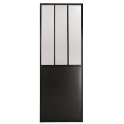 Porte Nue<Porte seule 3 carreaux vitrés opaques, coloris noir mat H.204 x l.83cm