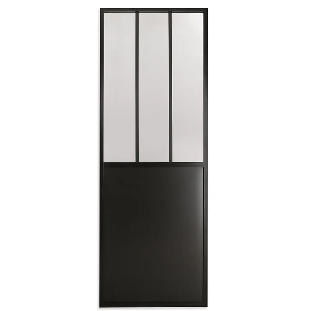 Porte Nue<Porte seule 3 carreaux vitrés opaques, coloris noir mat H.204 x l.83cm