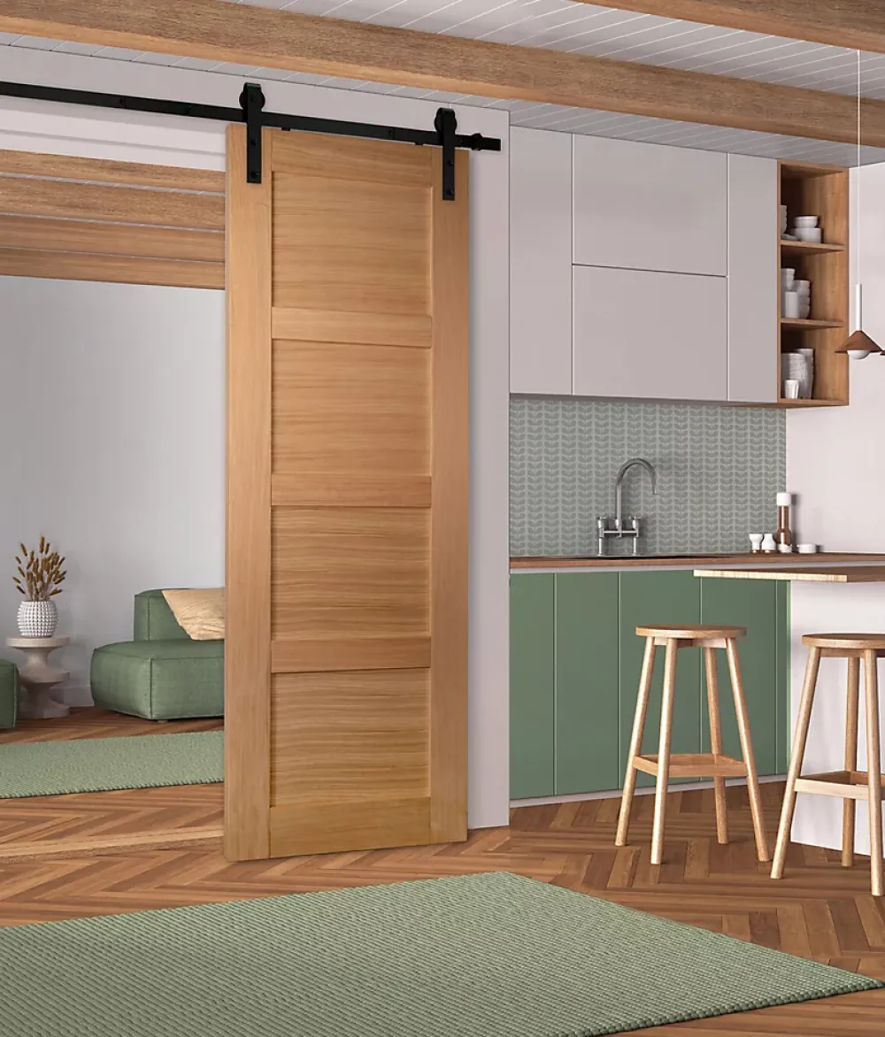 Lynporte Porte seule 4 Panneaux CETUS bois chêne européen 2040 x 830- Porte Nue