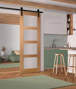 Lynporte Porte Nue<Porte seule 4 Vitrages CETUS bois chêne européen 2040 x 830