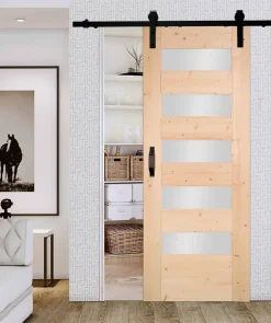 Lynporte Porte seule 5 Vitrages HORIZON bois épicéa 2040 x 730- Porte Nue