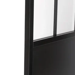 Porte seule en MDF, 3 carreaux vitrés transparents, coloris noir mat H.204 x l.83cm- Porte Nue