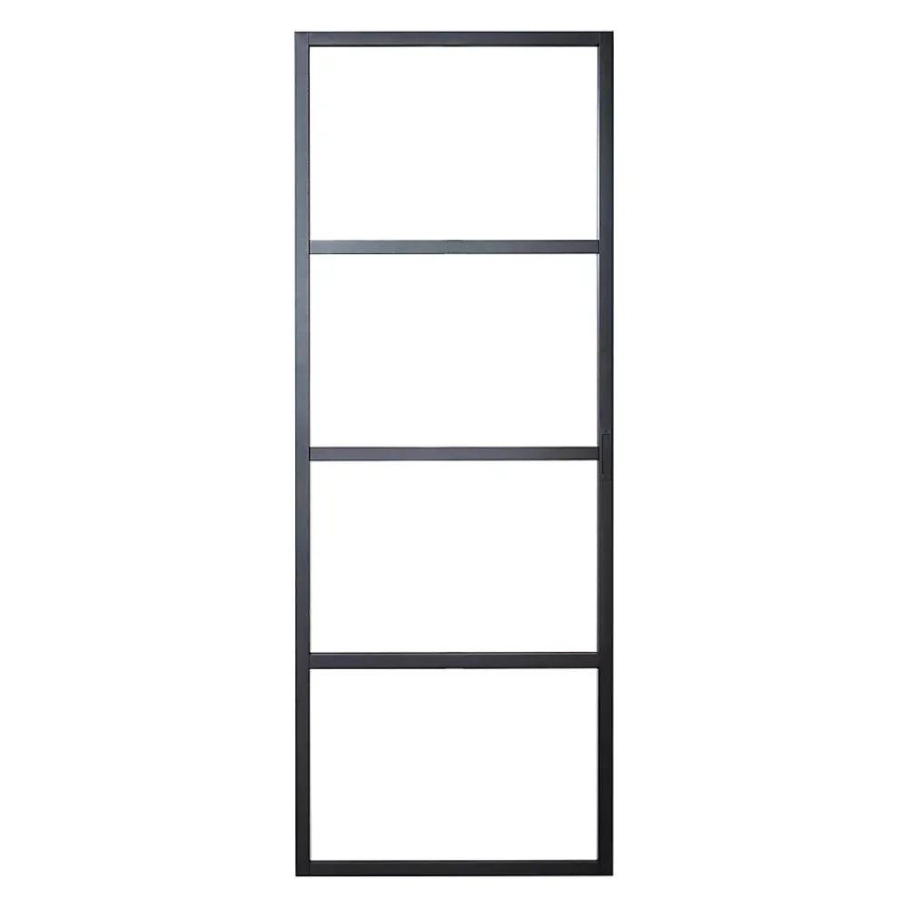 Porte Nue<Porte seule Loft 4 carreaux vitrés transparents, coloris noir mat H.204 x l.83cm
