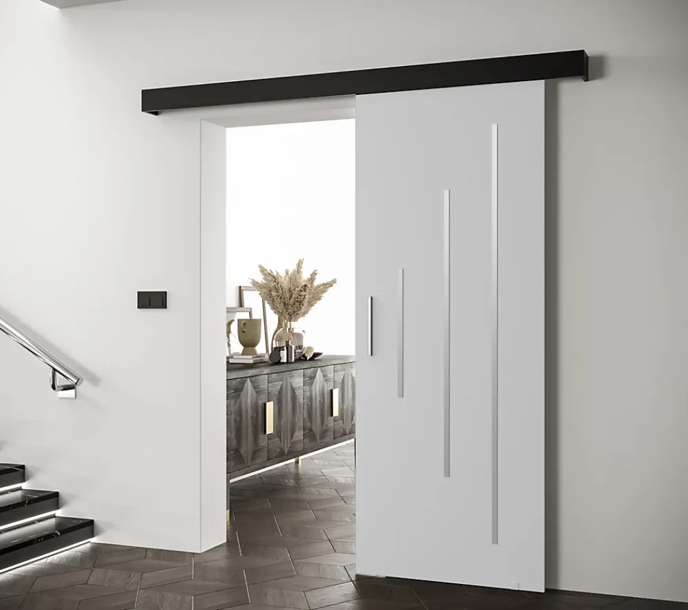 Abiks Meble Porte Coulissante<Portes coulissantes Salwador Y 90x204 cm (Blanc / Noir / Argent)