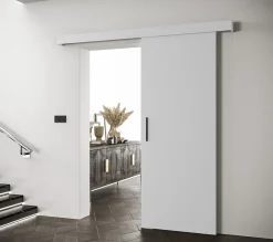 Abiks Meble Portes coulissantes Salwador I 90x204 cm (Blanc / Blanc / Noir)- Porte Coulissante