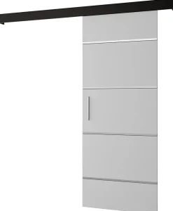 Abiks Meble Portes coulissantes Salwador IV 70x204 cm (Blanc / Noir / Argent)- Porte Coulissante