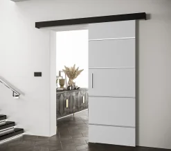 Abiks Meble Portes coulissantes Salwador IV 70x204 cm (Blanc / Noir / Argent)- Porte Coulissante