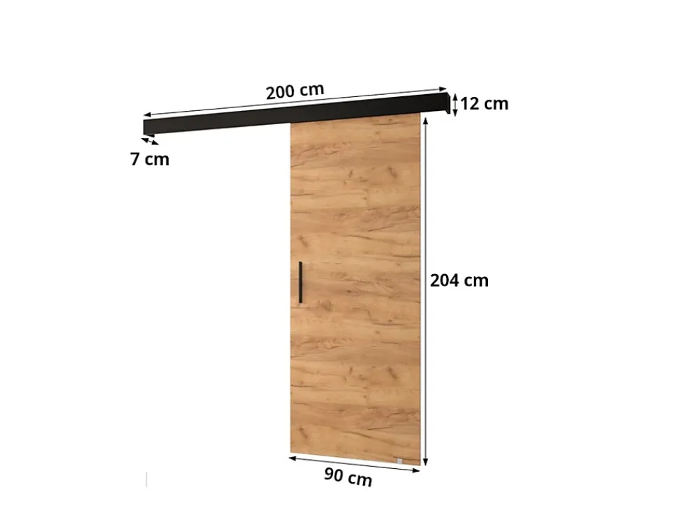 Abiks Meble Portes coulissantes Salwador Y 90x204 cm (Chêne Craft / Noir / Noir)- Porte Coulissante